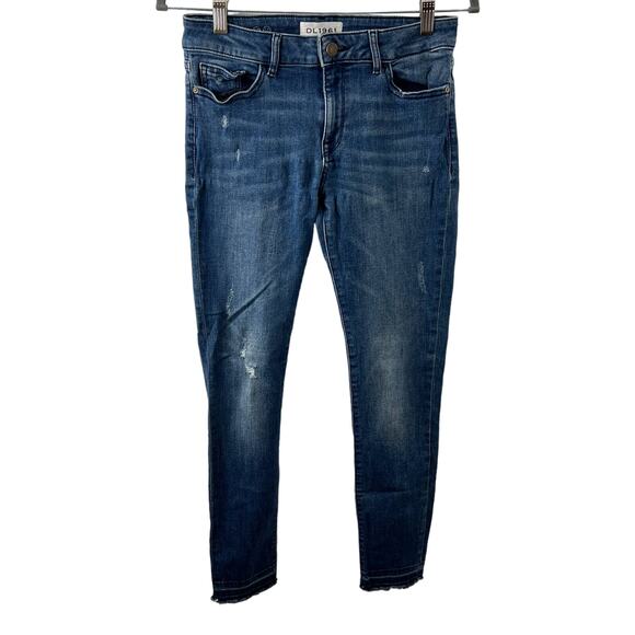 DL1961 River Blue Mid Rise Margaux Instasculpt Ankle Length Skinny Denim Jean 27 - Picture 2 of 10